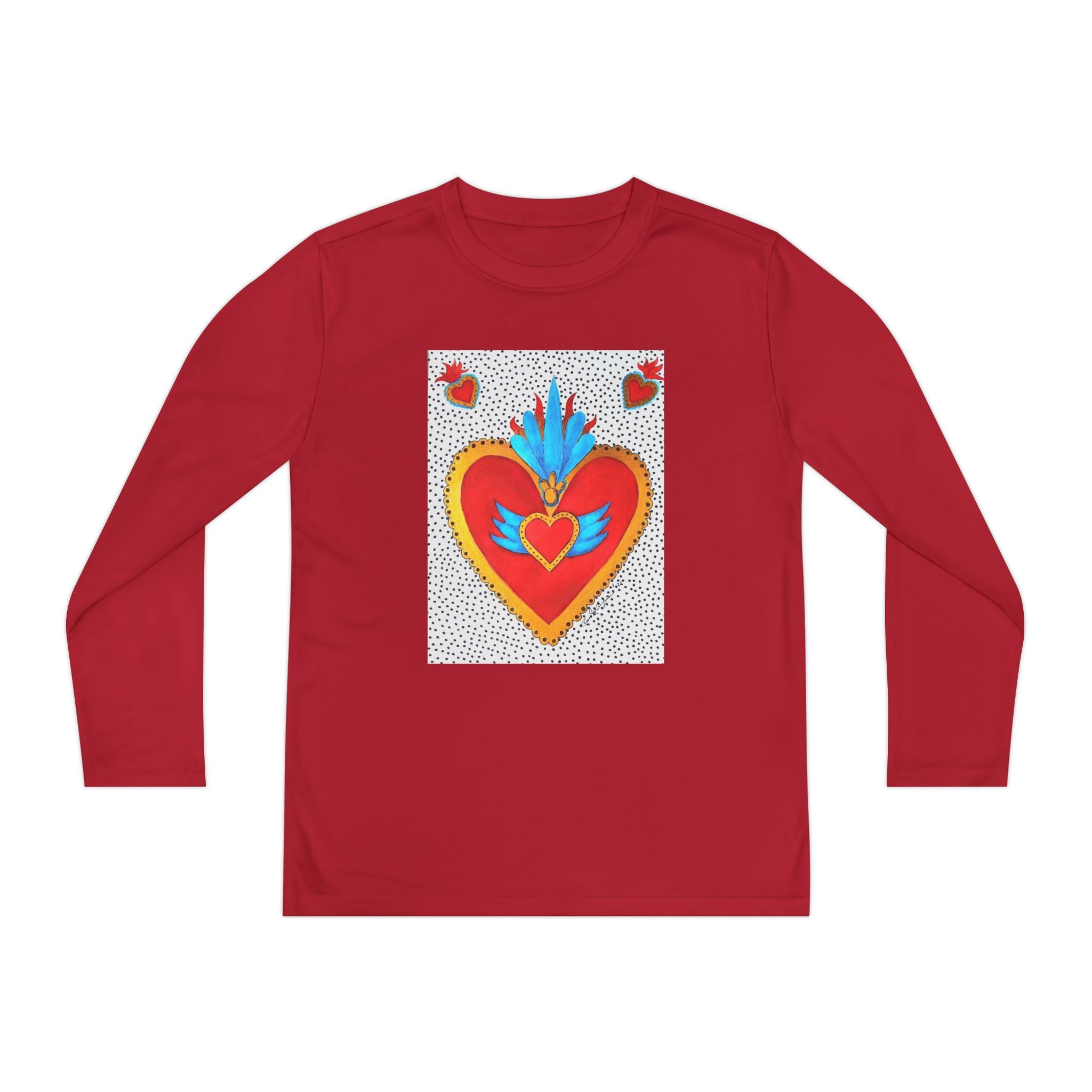 Youth Long Sleeve Tee — Vibrant Sacred Heart Graphic