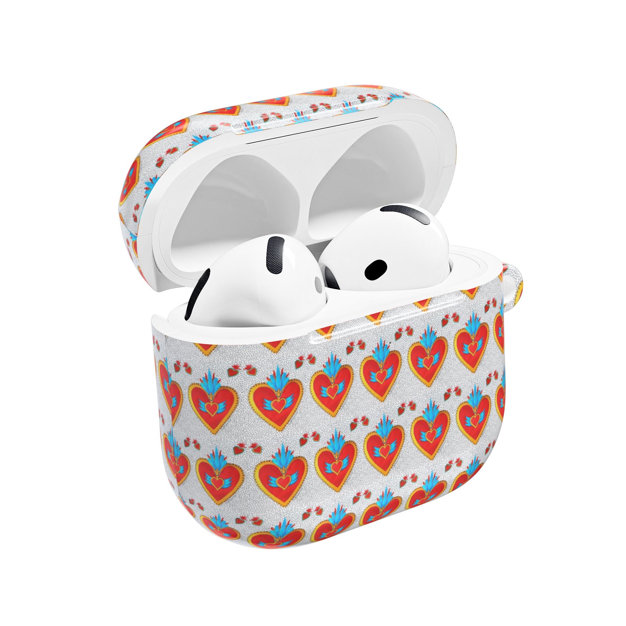 Heart Pattern AirPod Case — Colorful Folk Art Hearts Protective Cover